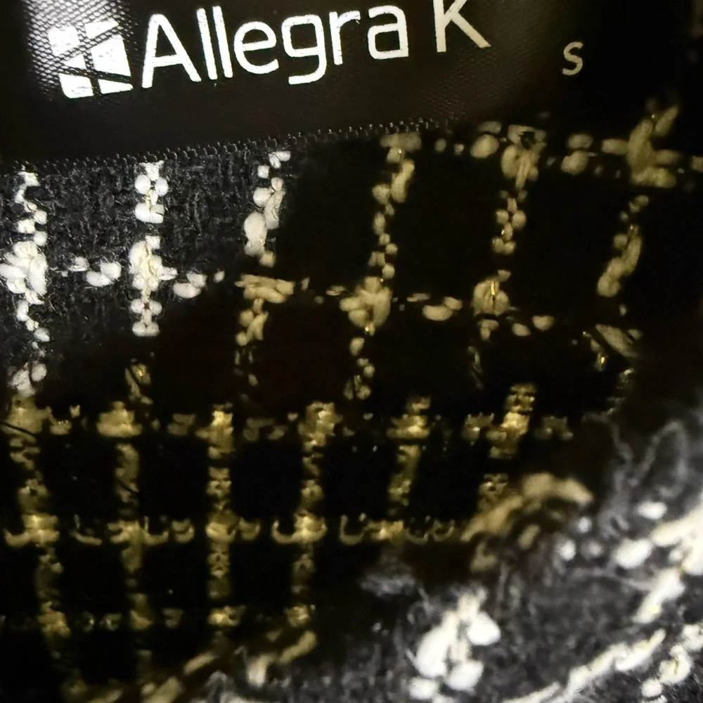 Allegra K Black White Tweed Shift Dress Size Small Classic Preppy